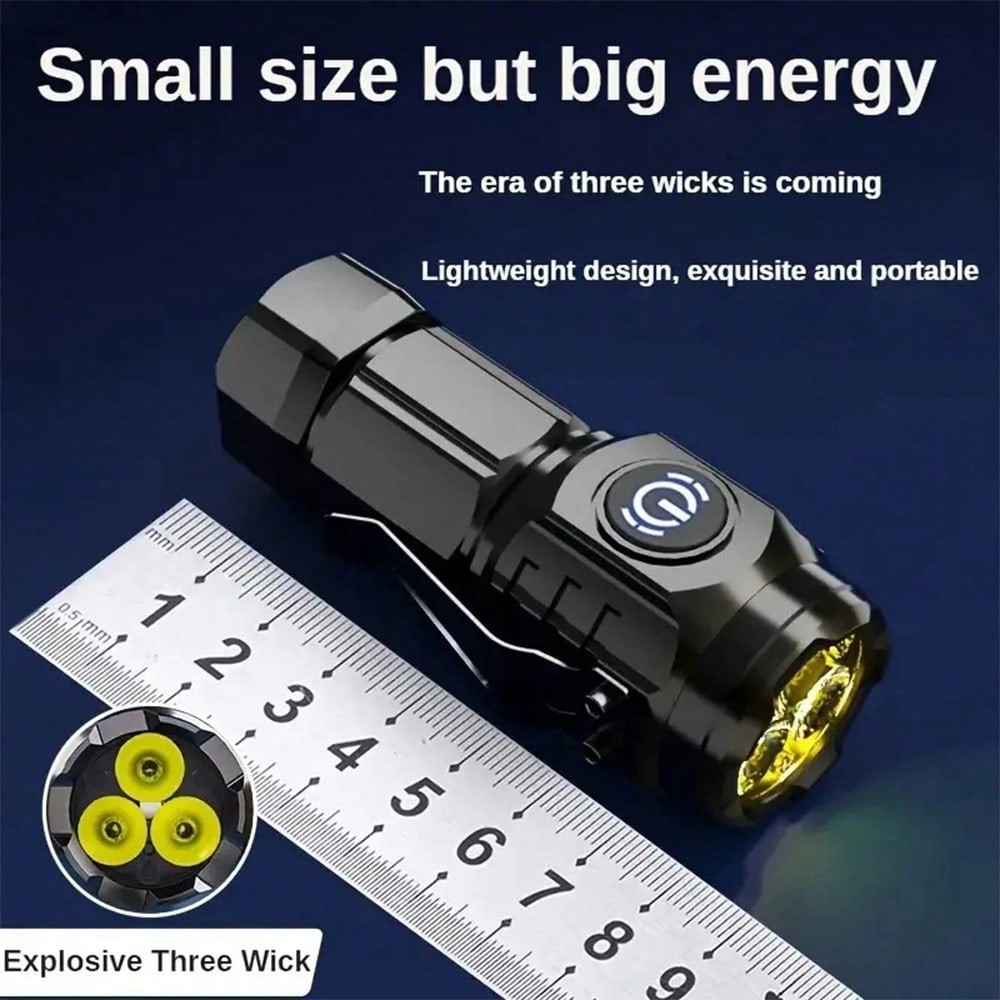 1pc Portable Mini LED Flashlight, High Brightness, 3 Bulbs, Compact Pocket T....