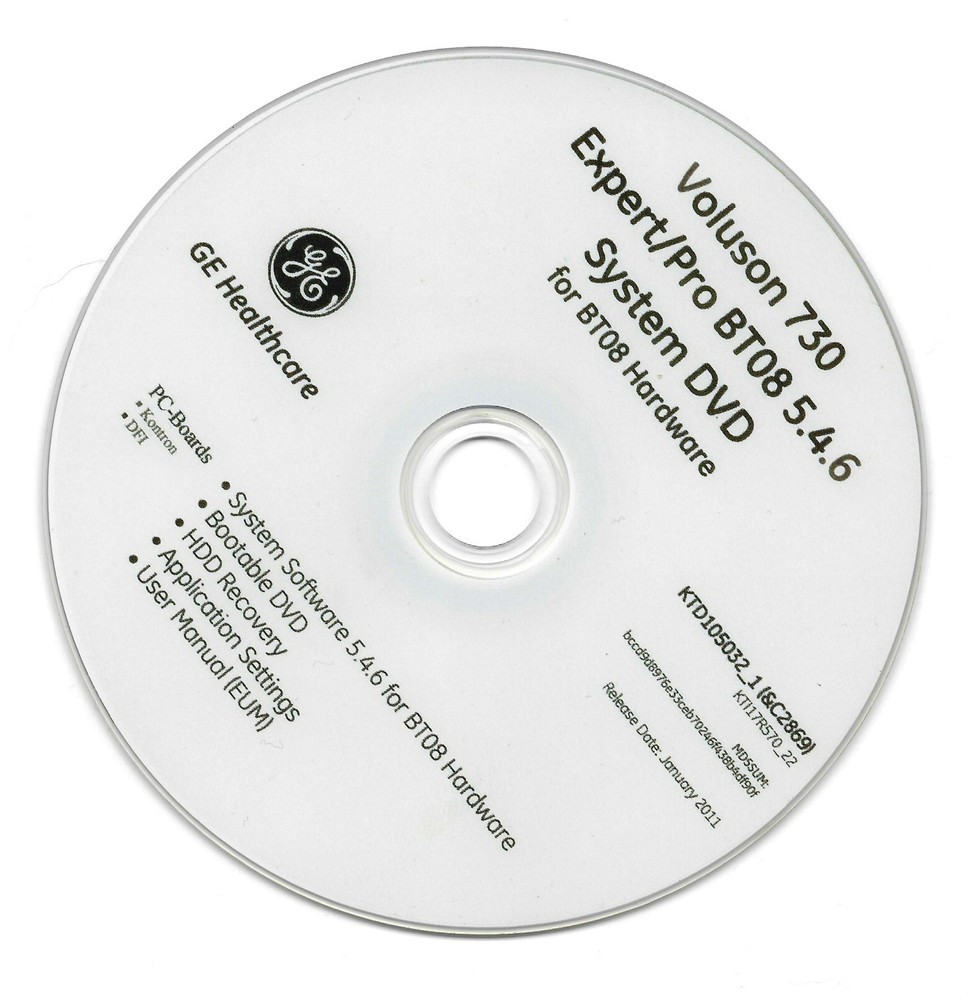 GE Voluson 730 Expert/Pro BT08 Ultrasound Software