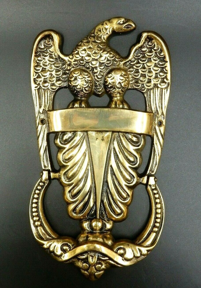 VINTAGE SOLID BRASS PATRIOTIC AMERICAN BALD EAGLE DOOR KNOCKER