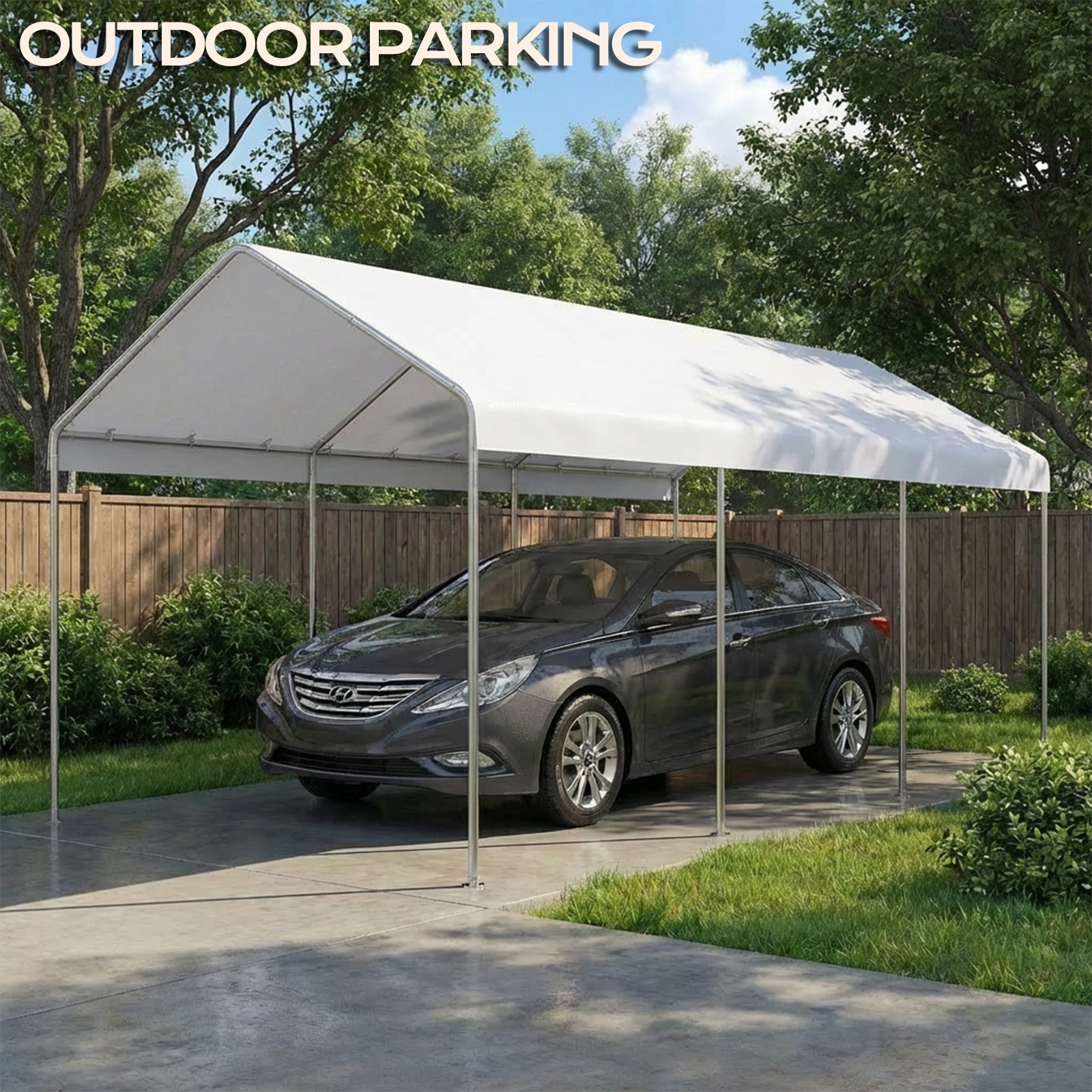 Aoodor 10 x 20 FT Carport Replacement Canopy Cover with Extra-Long Ball Bungees