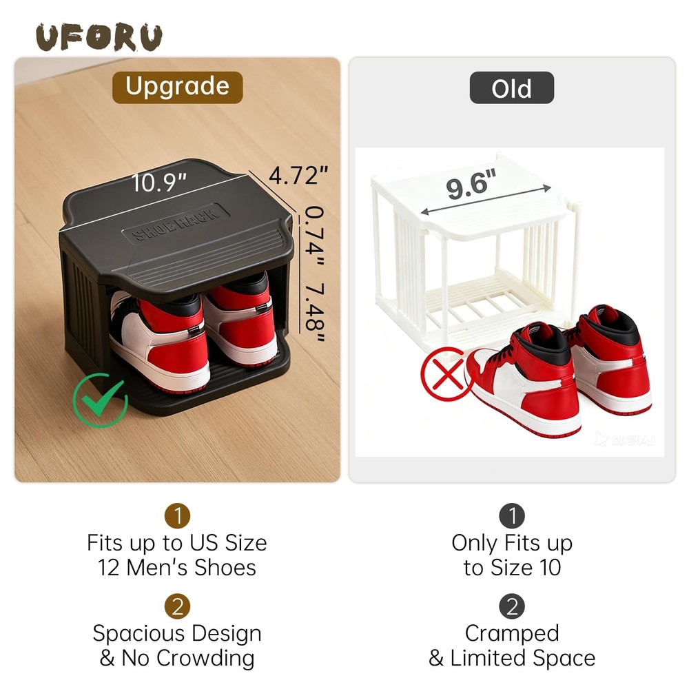 Vertical Shoe Rack, 6-Tier Plastic Stackable Storage Shelf for Small Closets ...