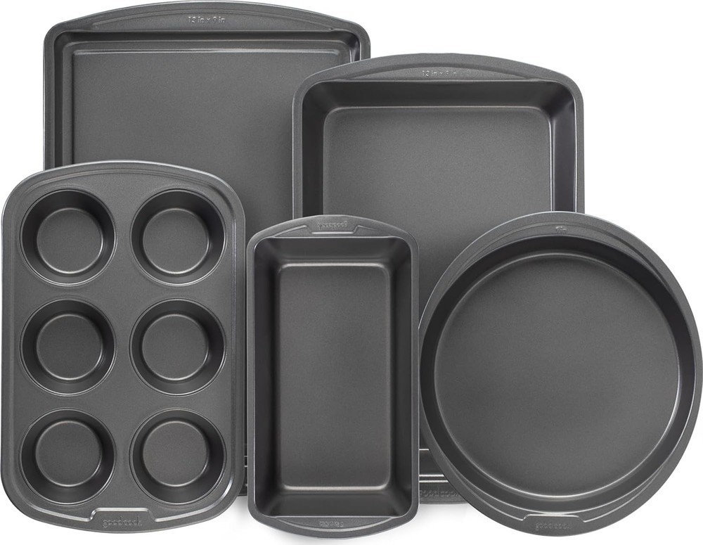 Everyday Nonstick Steel 5-Piece Bakeware Set Gray Includes Cookie Sheet Cake Pan