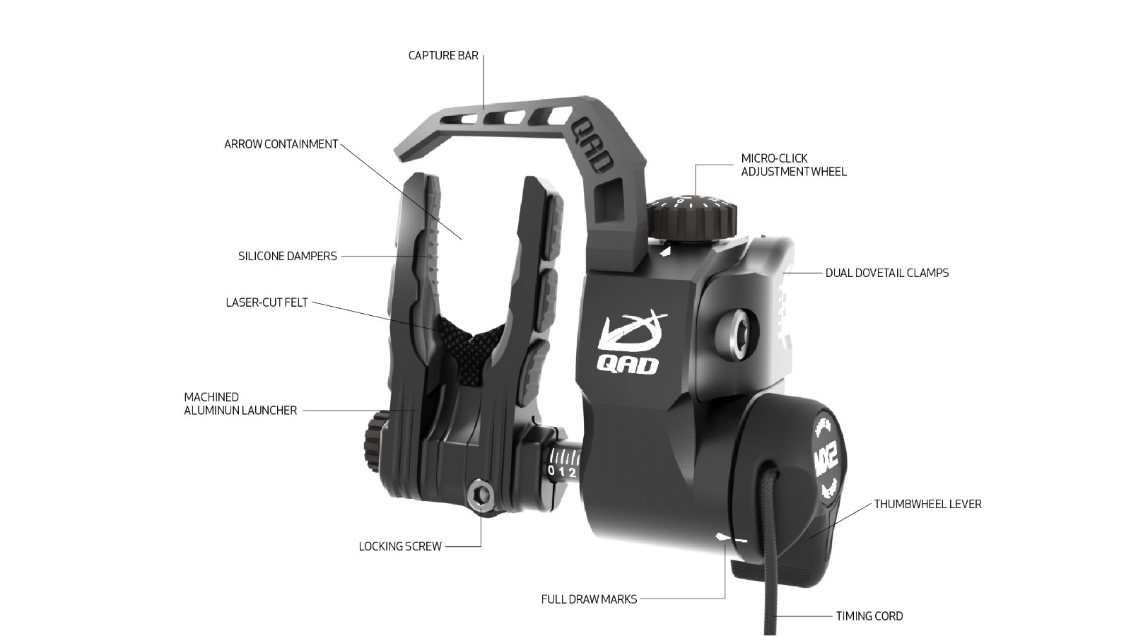 New QAD MX2 Integrated RH Drop Away Rest w/ Free Color Upgrade Damp Kit