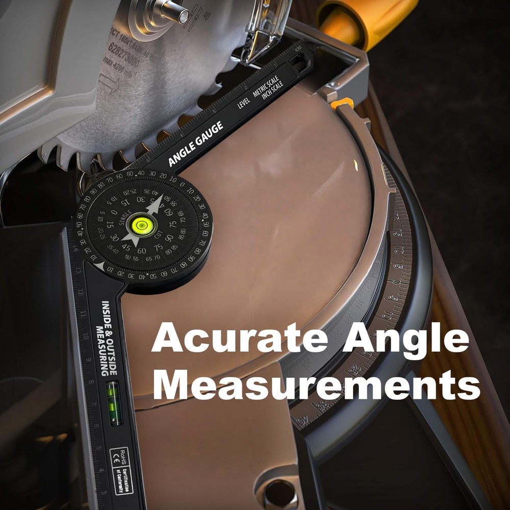 Miter Saw Protractor, 7 Inch Protractor with Level, High Precision Laser Mark...