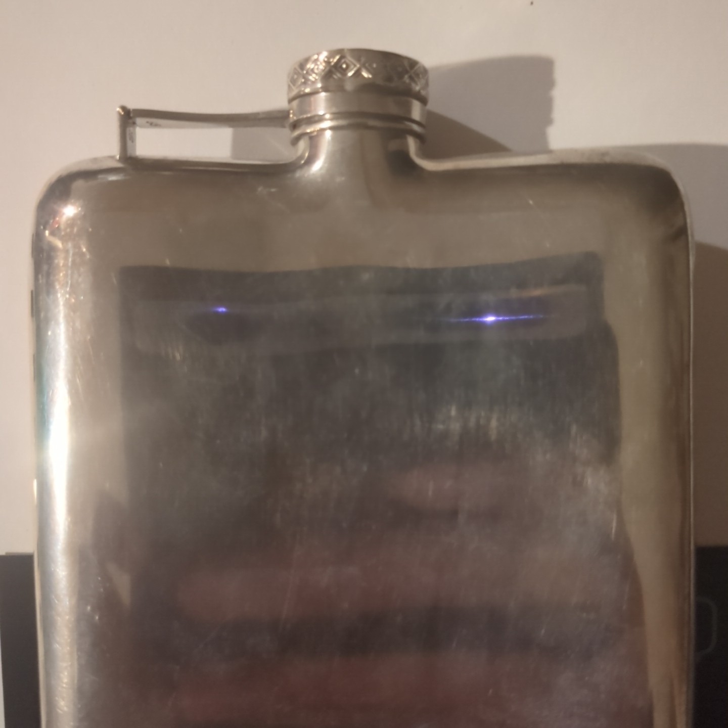 VTG Wallace STERLING SILVER 8oz Flask. Monogrammed "KSG" Unique Piece 195 grams
