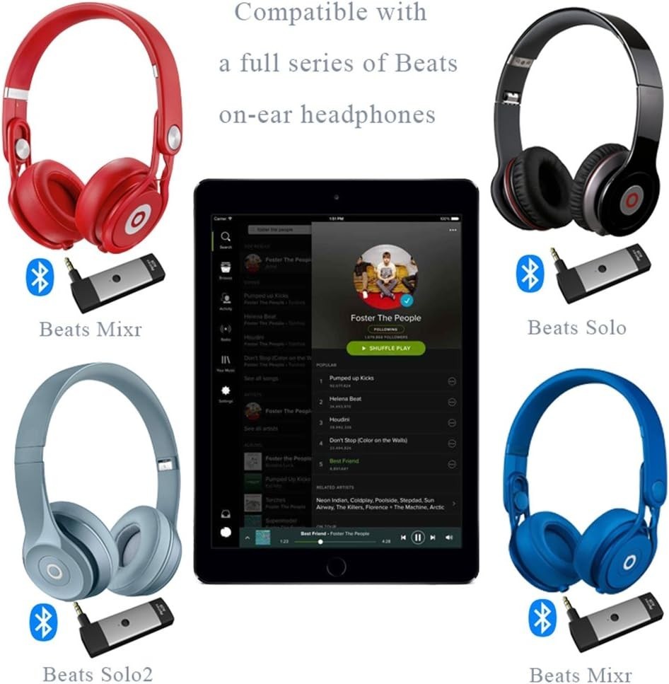 Bluetooth 5.3 Receiver for Beats Studio, Solo, Pro & More - 10h Play