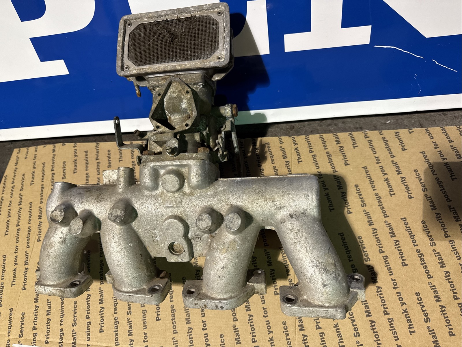 Volvo Penta AQ120 and AQ140 4 Cylinder Marine intake manifold with carb.