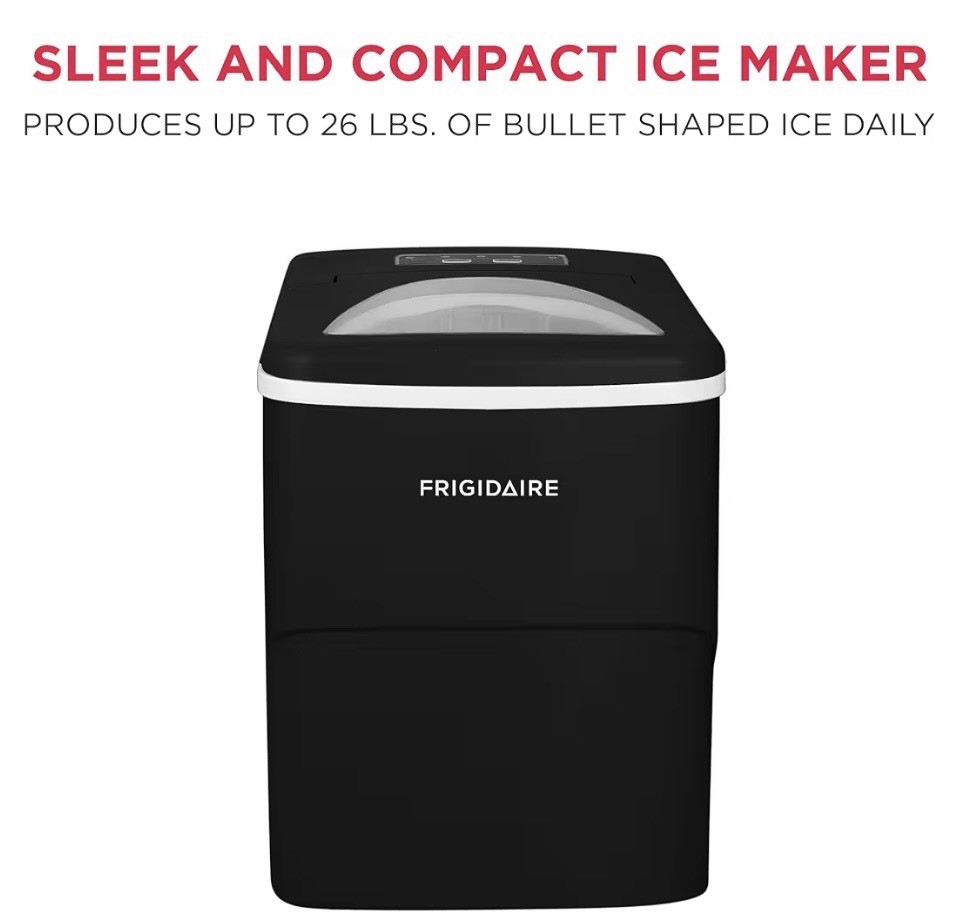 Frigidaire -BLACK 26lbs Compact Portable Ice Maker