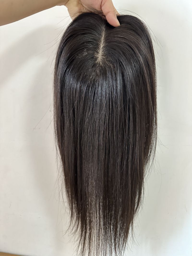 6"X6"Mono Skin with Silk Top Part Area,100%Fine Virgin Human Hair Topper 10"~30"