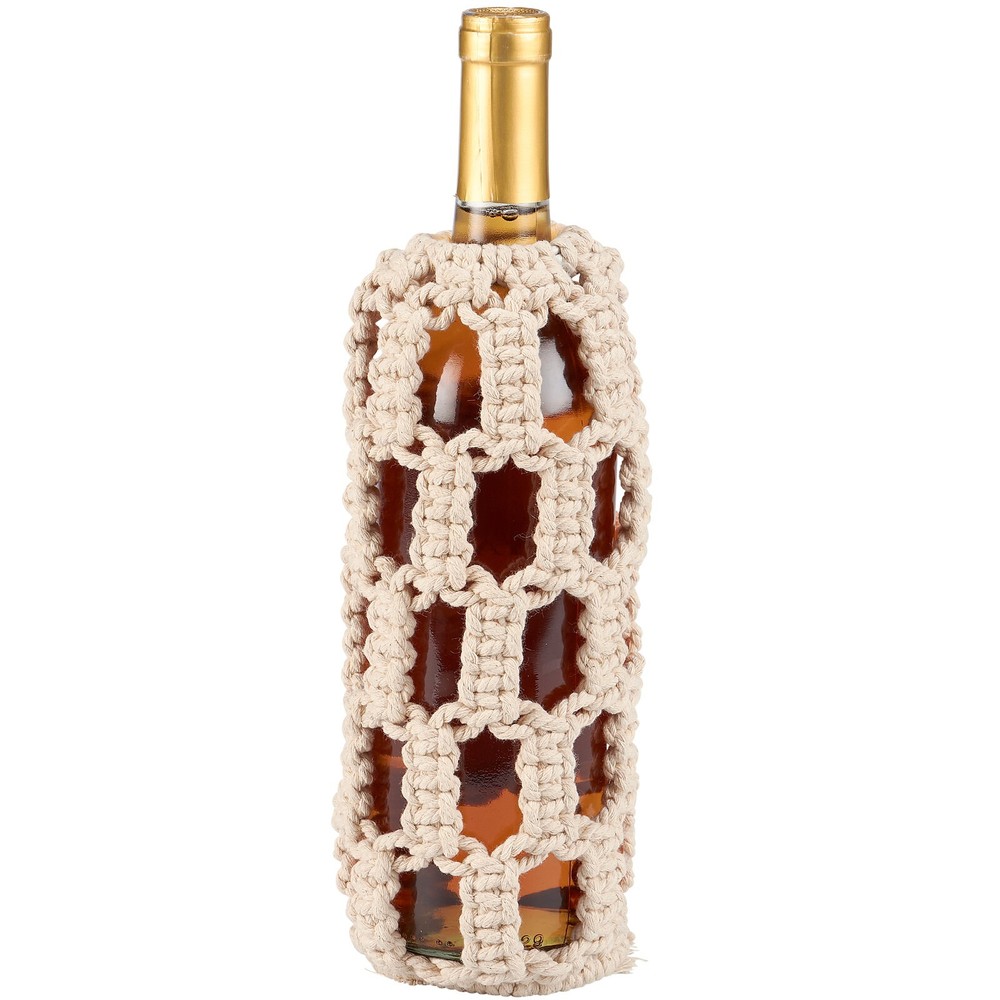 Wine Bottle Holder | Checkerboard Macrame Cotton | Primitives by Kathy NEW