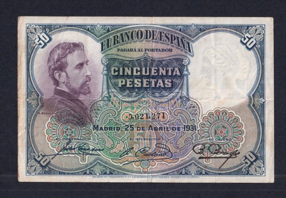 Spain 50 pesetas  P-82 1931   Fine