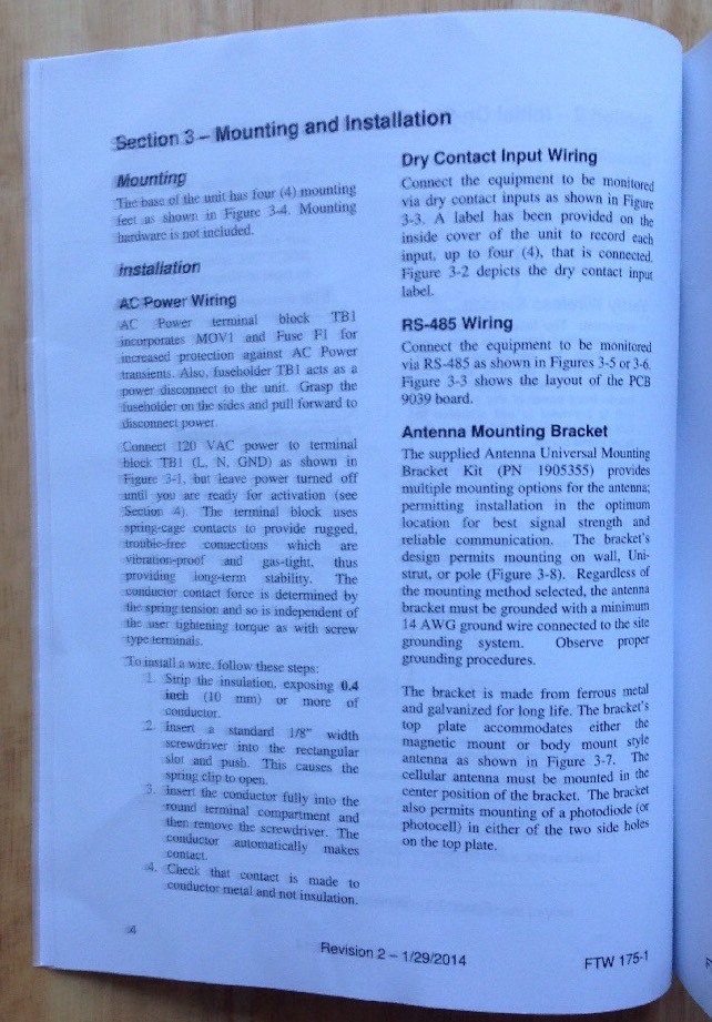 FLASH TECHNOLOGY FTW175 WIRELESS MONITORING SYSTEM REFERENCE MANUAL, 2014