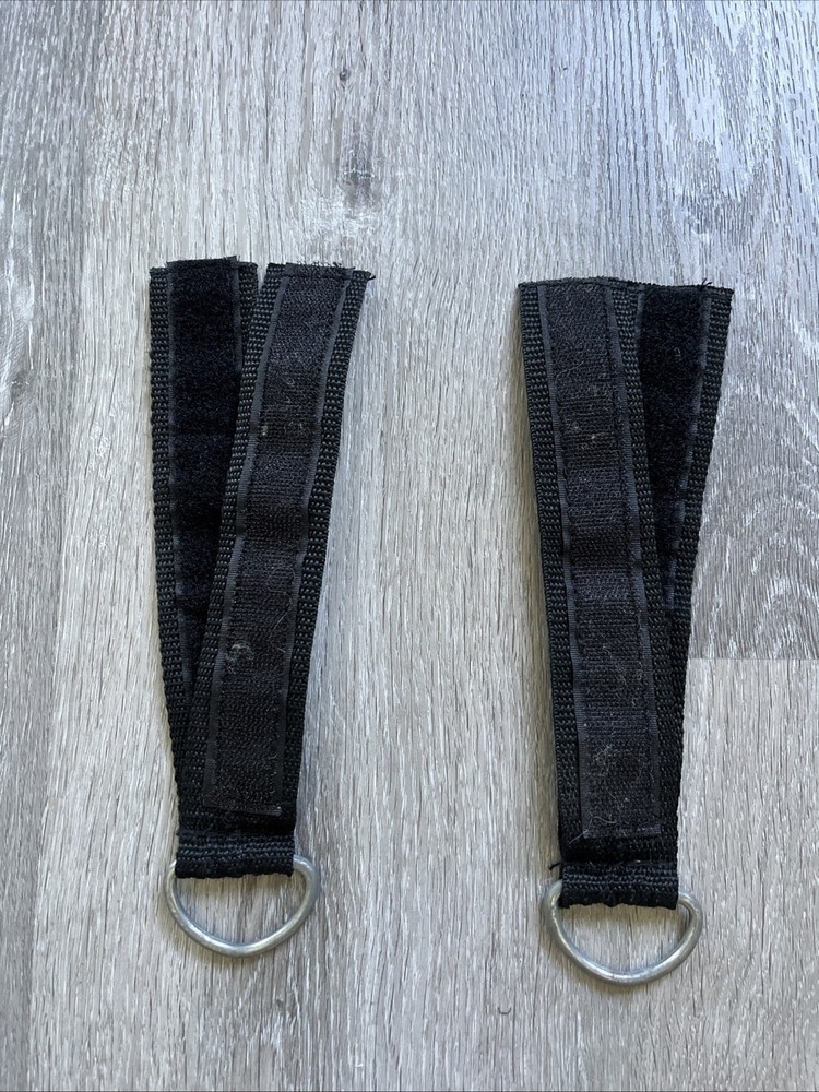 2 Adjustable Hook & Loop D-Ring Cable Crossover Machine Ankle Straps Set Pair