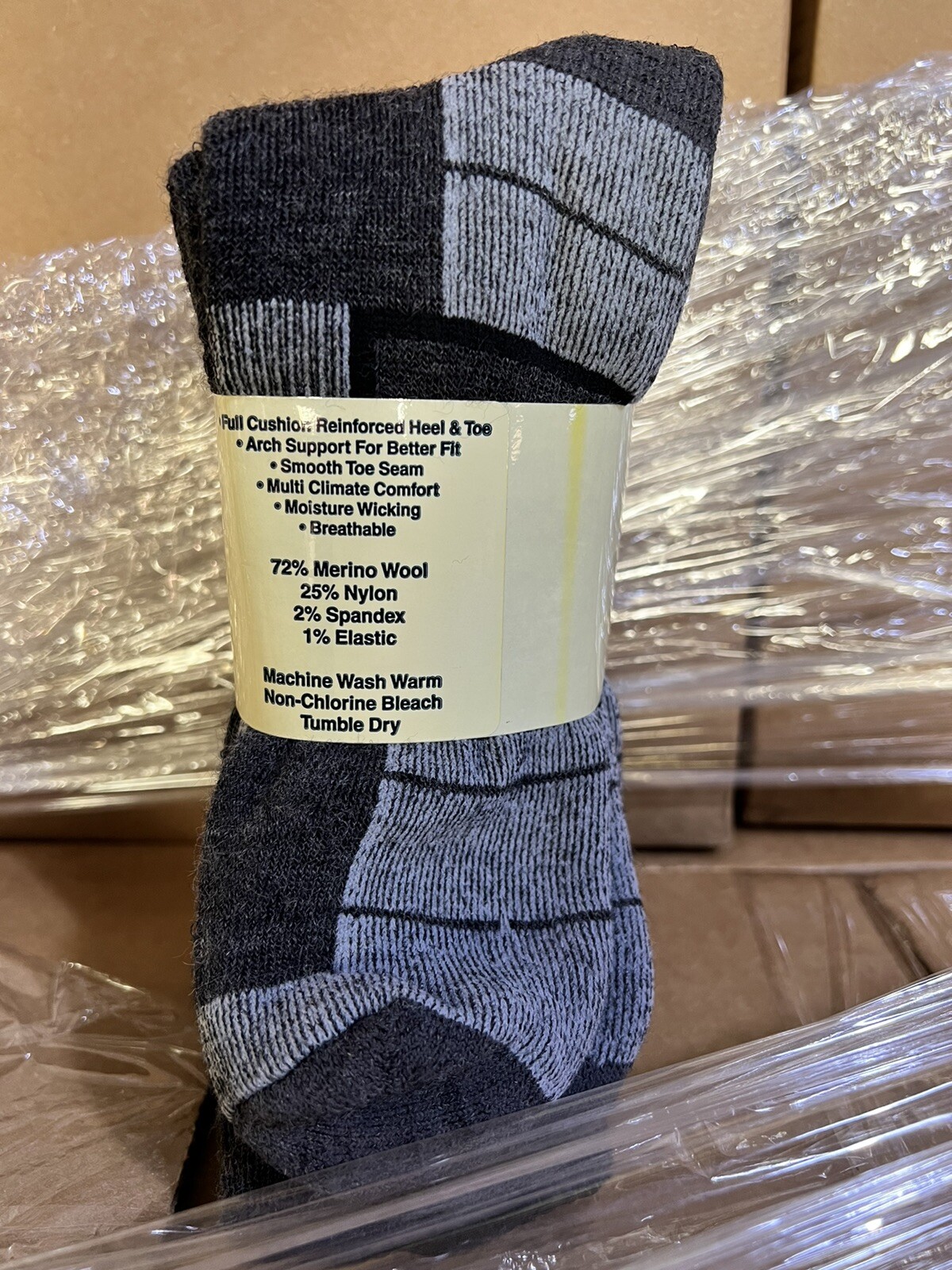 72% Merino Wool Men's MADE IN THE USA WARM HD Thick Hiking Socks 3 Pair Sz 10-13