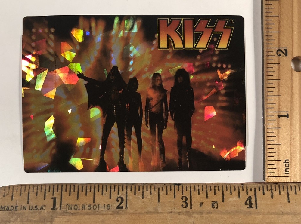 Vintage 1996 KISS Reunion Tour Laser Photo Sticker Decal Entire Group Prism