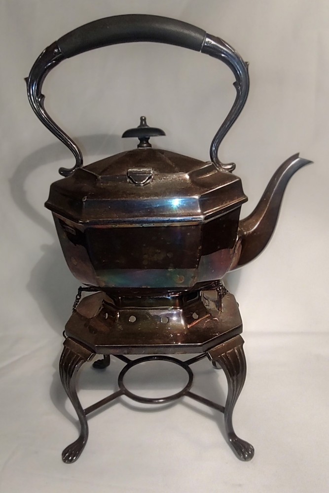 Antique Sheffield England Silverplate Tilting Kettle E.P.N.S. with stand
