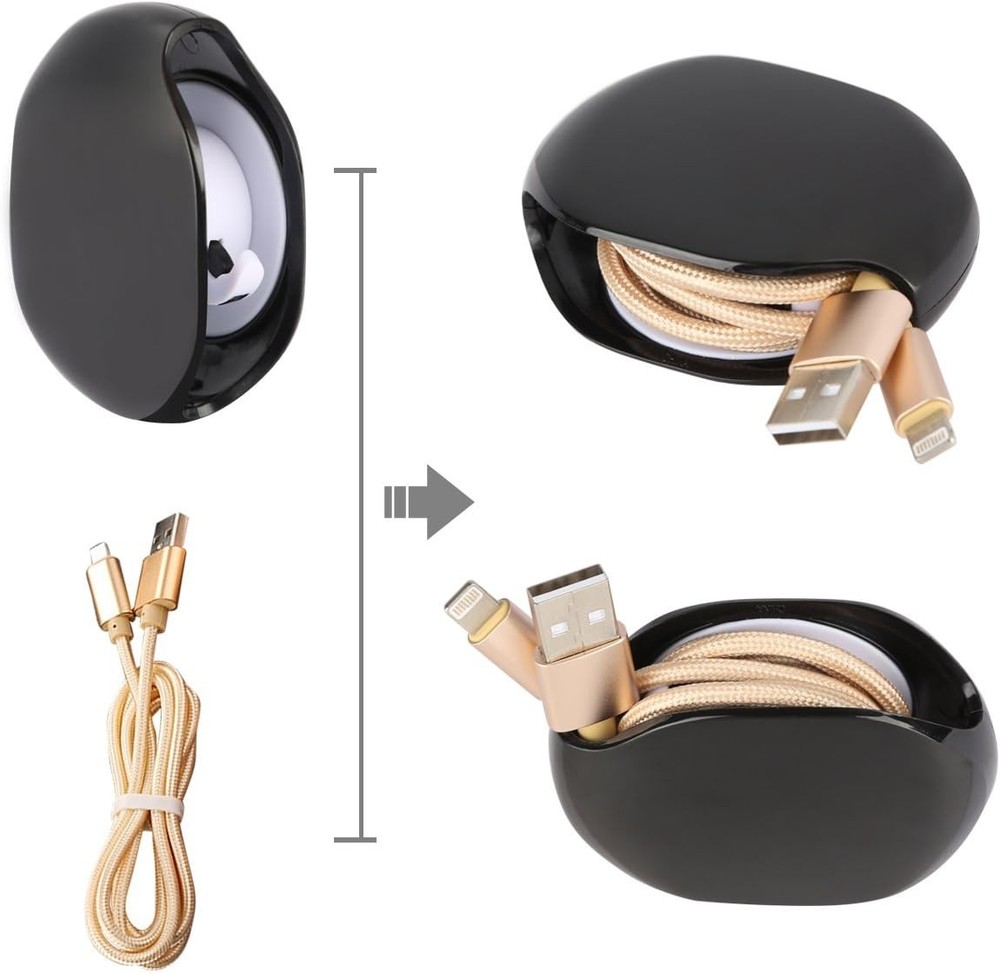 AUTOMATIC Cord Winder Wire / Storage Housekeeper / Retractable Black