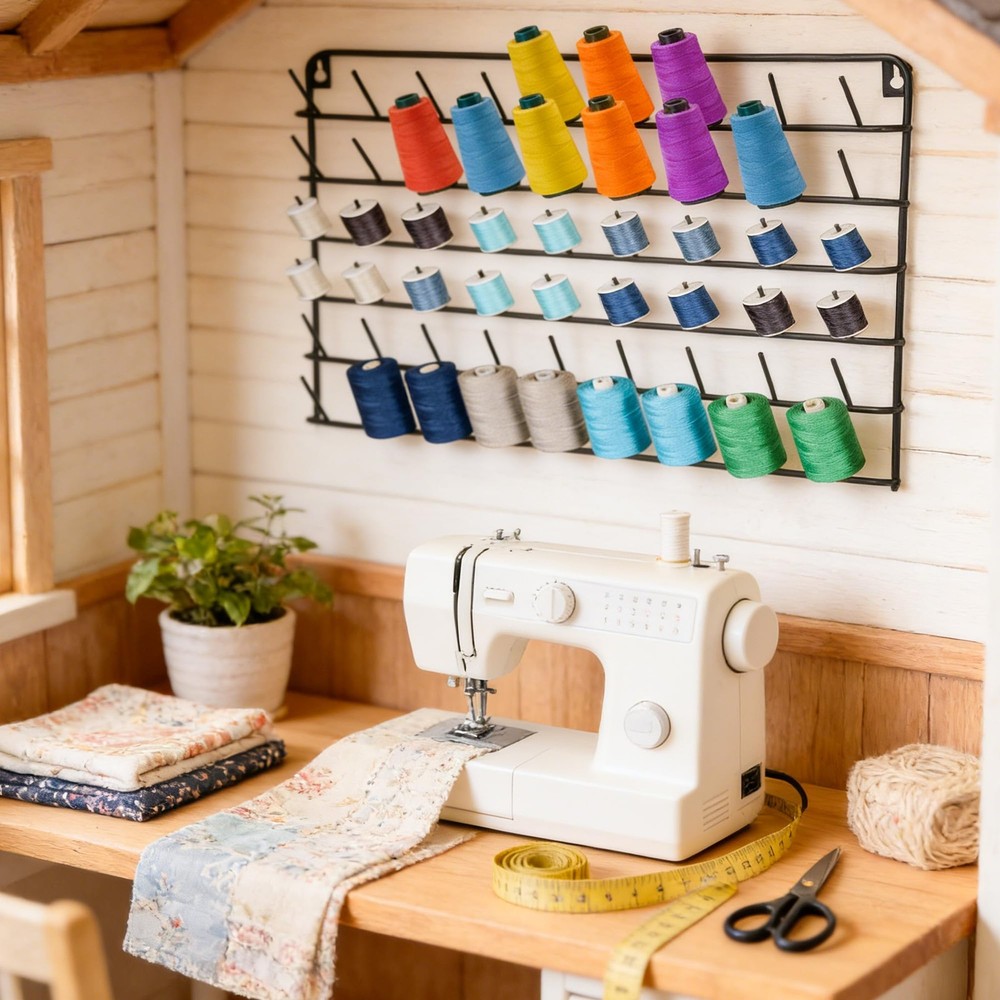 SIBAO 1 Pack Thread Holder Wall Mount - 54 Spools Wall Mount Thread Rack, Emb...