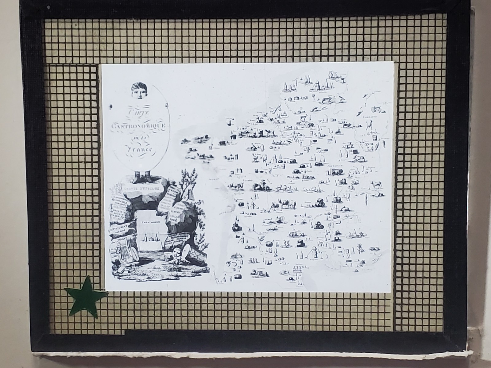 Map, The Foods (?) of France, Magic Lantern Glass Slide
