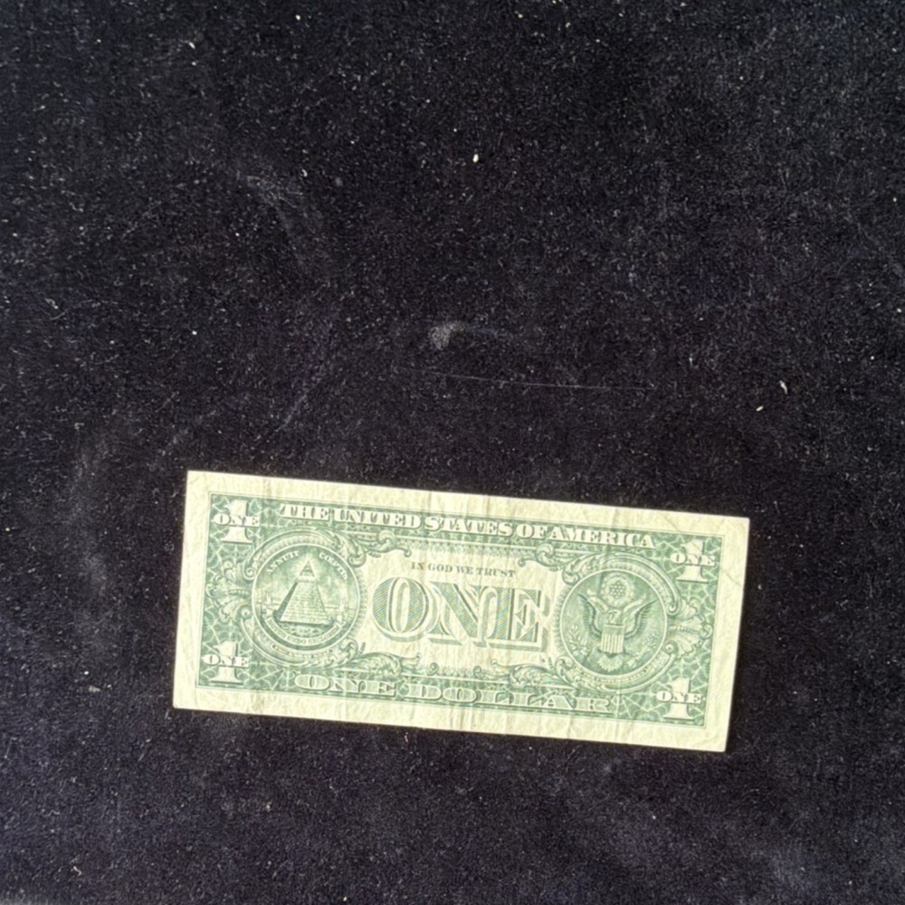 $1 US Dollar Bill Error Note F89989882B Misaligned Partial Print trinity four 8s