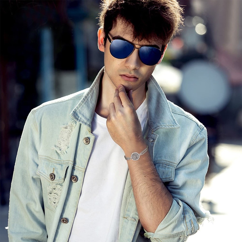 KINGWHYTE St Michael/St Christopher Bracelet Sterling Silver Men Adjustable B...