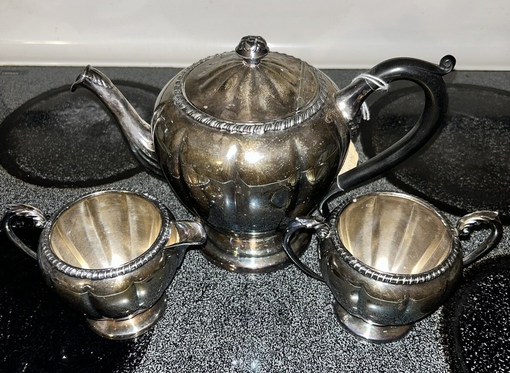 3 PC Tea Set.Boronet Plate E.P Copper.  Silver plate On Copper