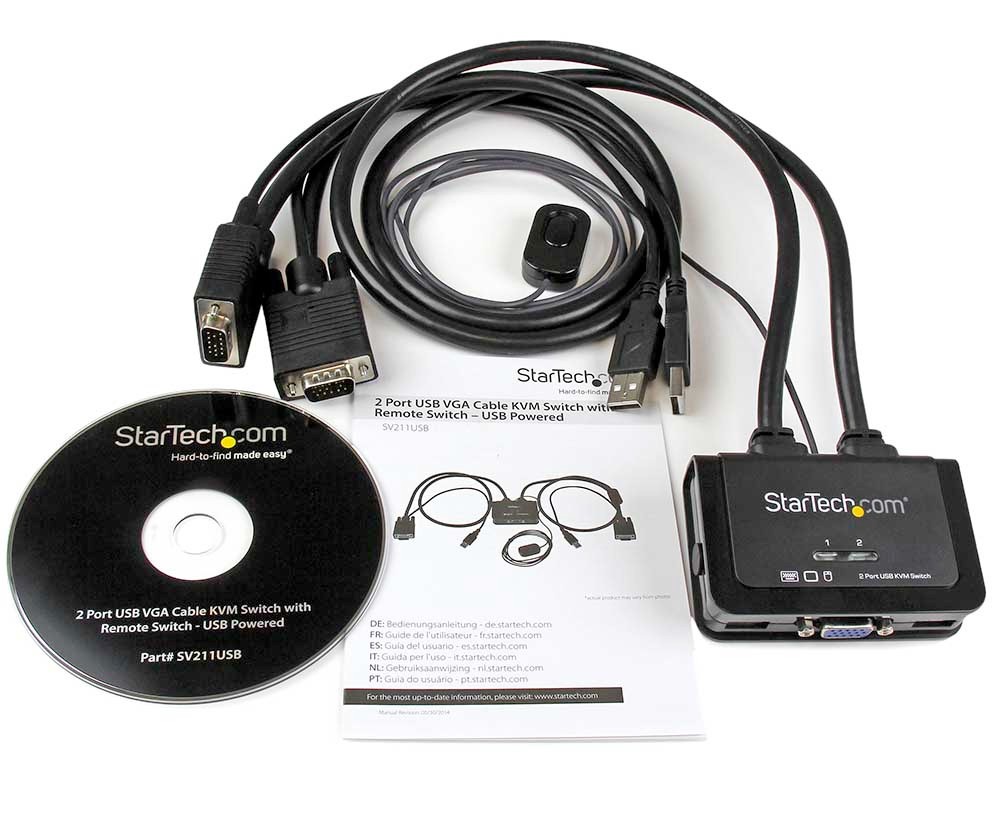 NEW - Startech 2 Port USB VGA Cable KVM Switch With Remote Switch - SV211USB