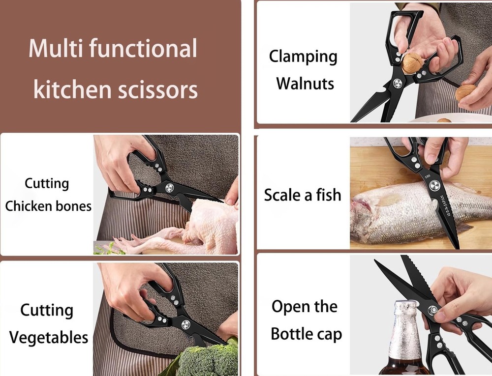 Multi-Purpose Rust Proof Kitchen Shears, Heavy Duty Meat Scissors, Dishwasher...