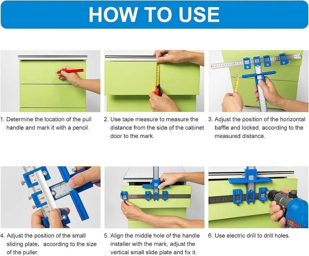 Versatile Cabinet Template Tool - Efficient Guide for Handles & Pulls Placement