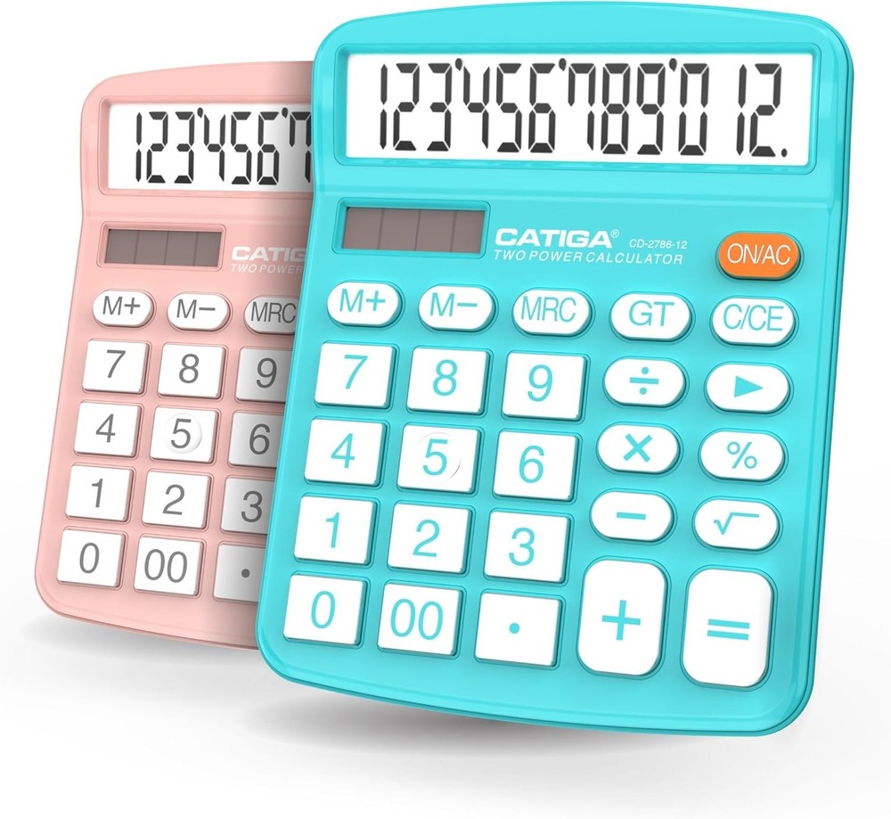 Versatile Standard Function Desktop Calculator Set with Large LCD - 12 Digits