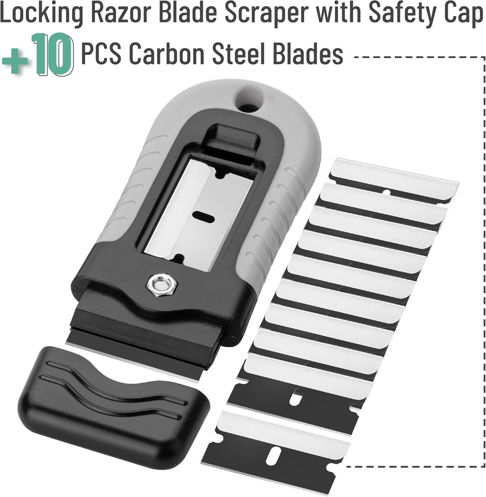 Bates- Razor Blade Scraper, Razor Scraper Set with 10 pcs Extra Blades, Window S
