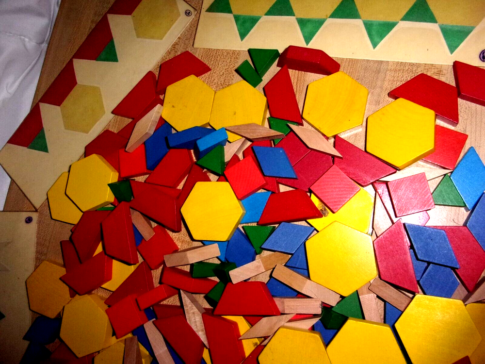 Thick Wood Math Manipulatives Geometric Learning & Design Cards