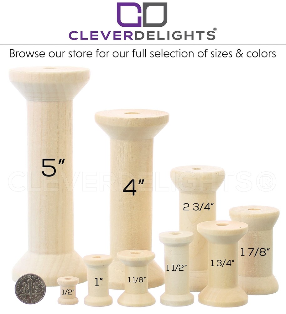 5" x 1 7/8" Wood Spools - 4 Pack - Empty Craft Spools