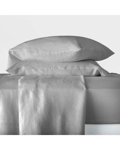 Casaluna Queen 100% Washed Hemp Solid Sheet Set Gray