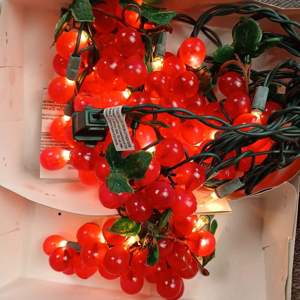 3 Sets Red Grape Cluster Lights String Indoor Outdoor String Lighted Wine Patio