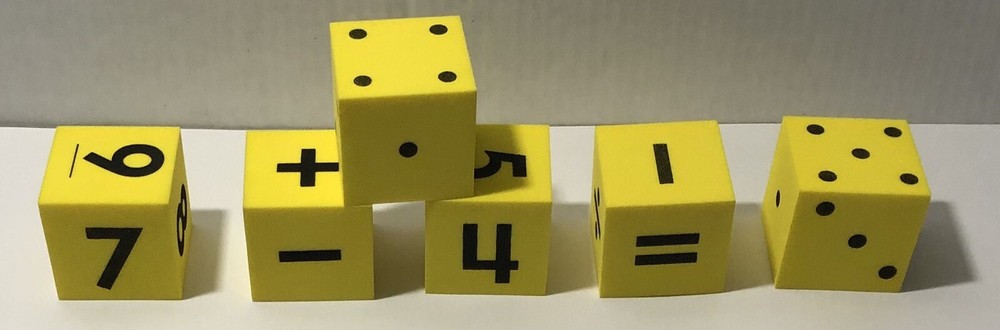Educational Supply 6 Yellow Foam Function Math Dice Blocks FREE SHIPPING