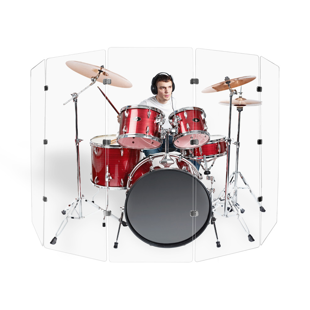 Drum Shield Premium Acrylic Drum Screen - 5 Panels 2ft x 5ft with Chrome Hinges