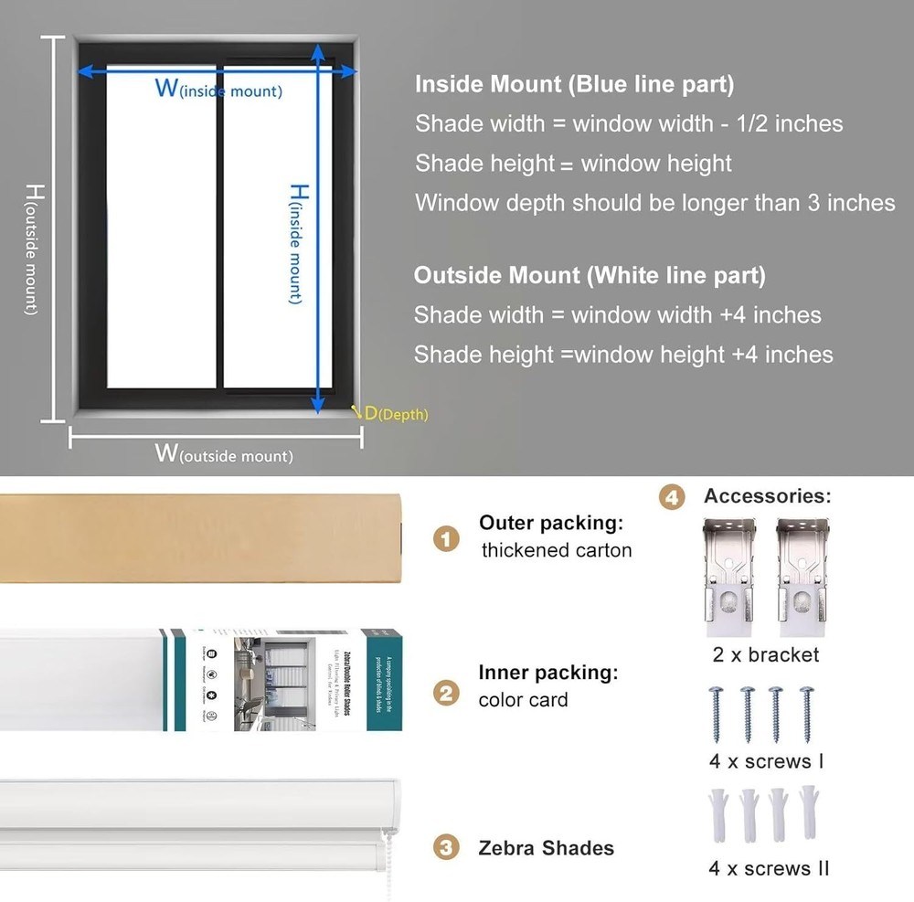 Changshade CUSTOM Made Curtains Light Filtering Zebra Roller Shade Window Blinds