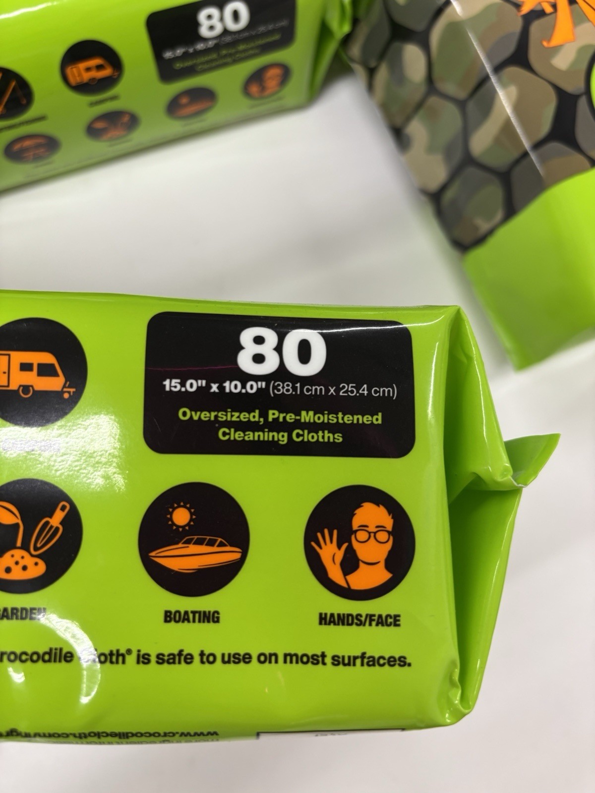 4 Packs (80 Wipes Each) Crocodile Cloth Outdoor Wipes Oversized Biodegradable