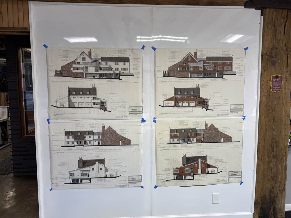 Architectural Renderings 4 Sheets Hand-Colored Elevations 30x42 Design Drawings
