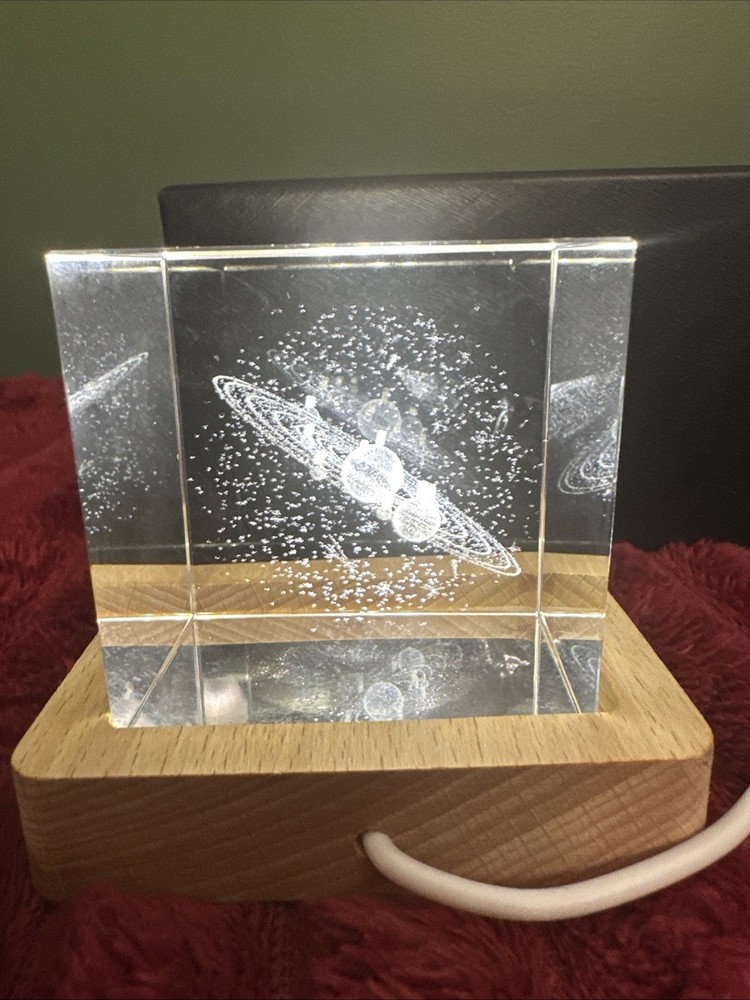 Crystal Engraved Cube Universe Nightlight