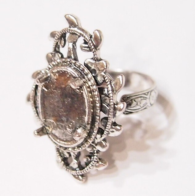 6 - 14x10mm Antique Silver Victorian Deco Loop &Leaves Adjustable Ring Settings