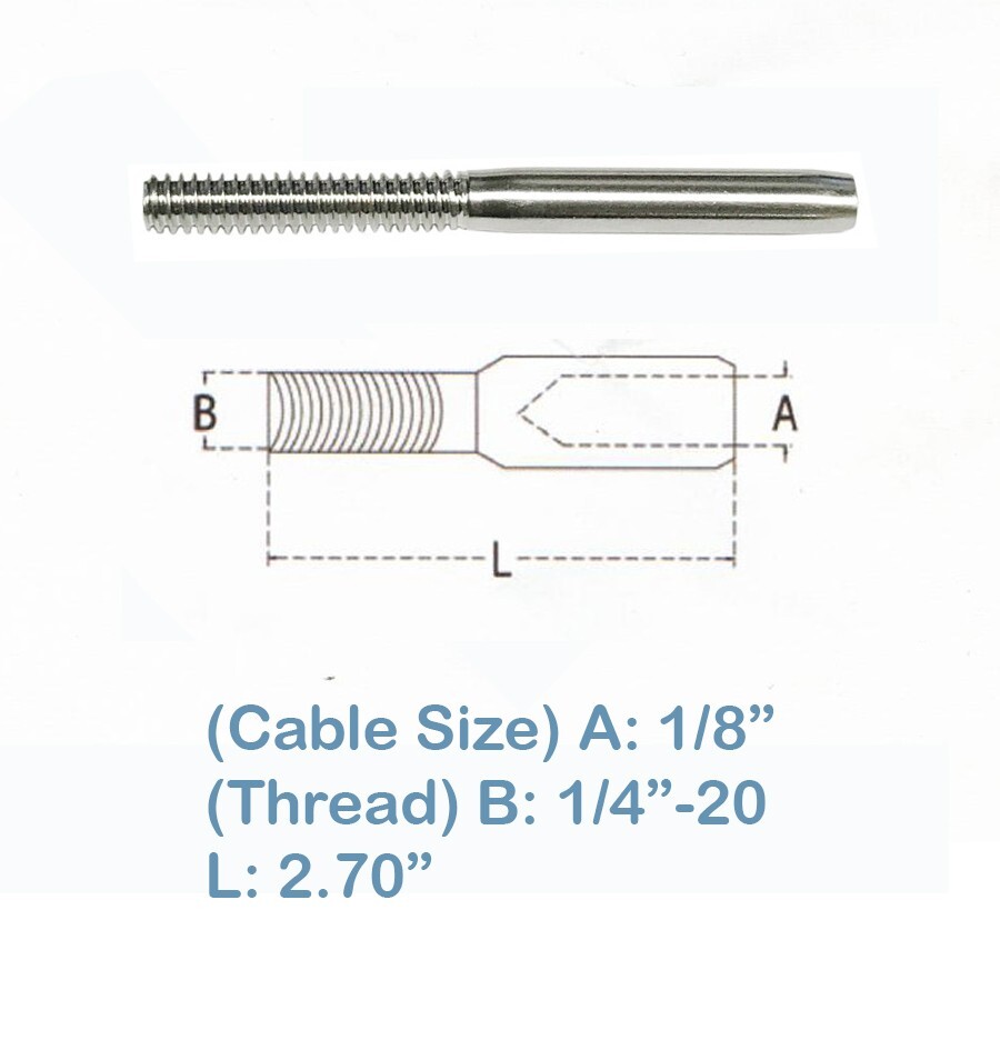 Invisible Receiver & Swage Stud End Fitting Combo