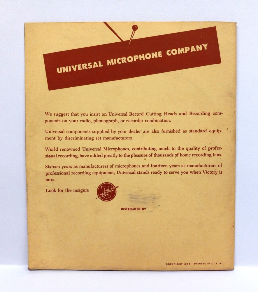 1944 UNIVERSAL STROBOSCOPE PHONOGRAPH & RECORDER TURNTABLE SPEED INDICATOR
