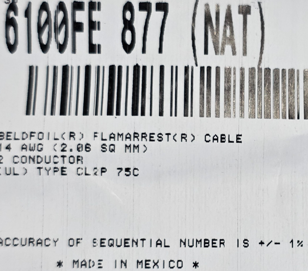 Belden 6100FE 14/2C Shielded Audio/Control/Speaker Cable Plenum CL2P White /50ft