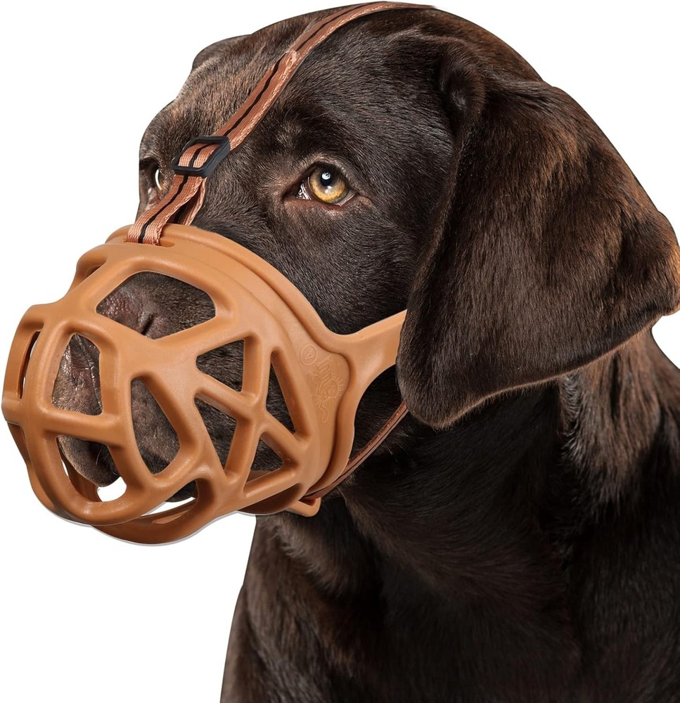 Secure XL Dog Muzzle for Reactive Dogs, Brown