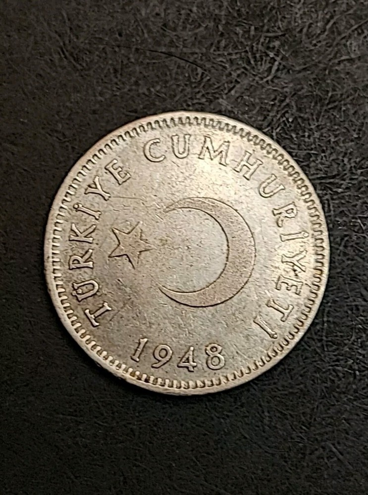 1948 ~ Turkey 1 Lire Silver Coin
