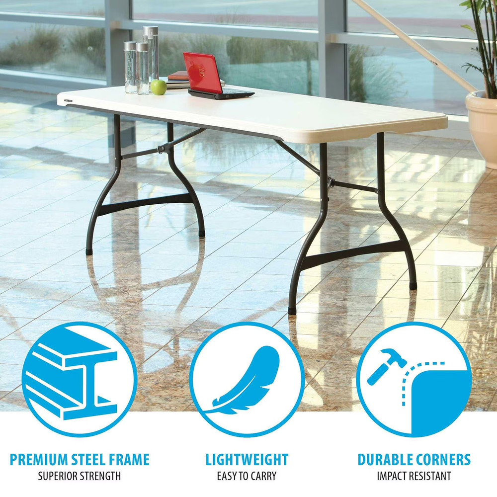 Lifetime 6' Commercial Grade Stacking Folding Table - White Granite