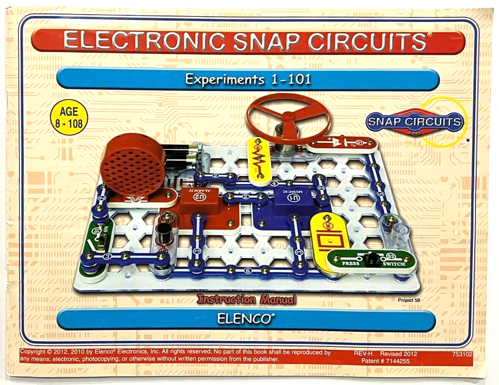 ELECTRONIC SNAP CIRCUITS MANUAL ONLY (Projects 1-101 ) By ELENCO (2012)