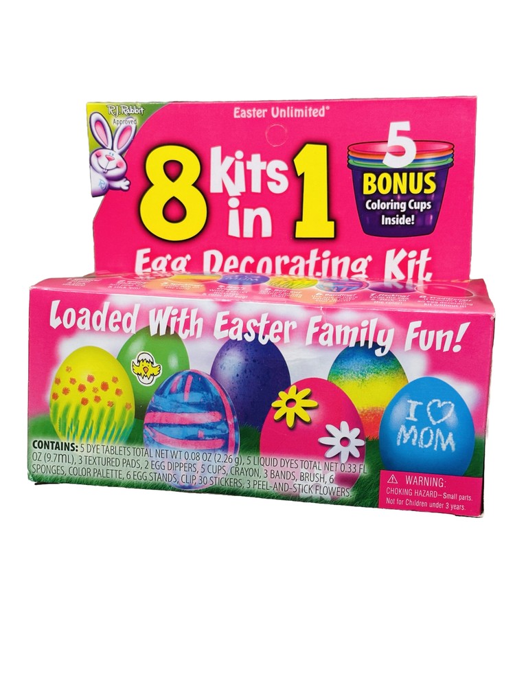 EASTER EGG DECORATING KIT RAINBOW COLOR. 8 Kits In 1.